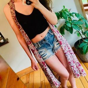 NWoT 🌷 Super-Long Floral Vest Kimono
